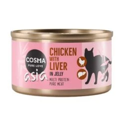Cosma Mix Box Comida Húmeda En Gelatina -Productos Para Gatos 104534 pla cosma asia chickenliver 85g 2