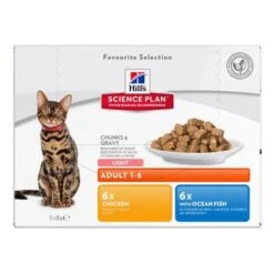 Hill's Science Plan Hill's Adult Para Gatos -Productos Para Gatos 57542 pla hills adultlight mixchicken oceanfish pack 8