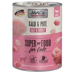 MAC's 6 X 800 G En Latas Para Gatos -Productos Para Gatos 69646 pla macs katzenfutter kalb pute 800g hs 01 2