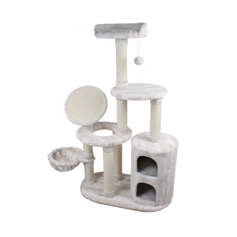 Nayeco Season Árbol Rascador Blanco De Tres Niveles Para Gatos 1 Nayeco Season Árbol Rascador Blanco De Tres Niveles Para Gatos