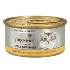 My Star Bocaditos En Salsa Gourmet En Latas 24 X 85 G Para Gatos -Productos Para Gatos mystar littlegourmet chunksingravy chickenzucchini 85g 0