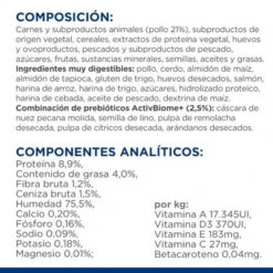 Hill's Prescription Diet Gastrointestinal Biome Con Pollo Sobres Para Gatos -Productos Para Gatos pd gi biome pouch cat bk33731m composition es 7