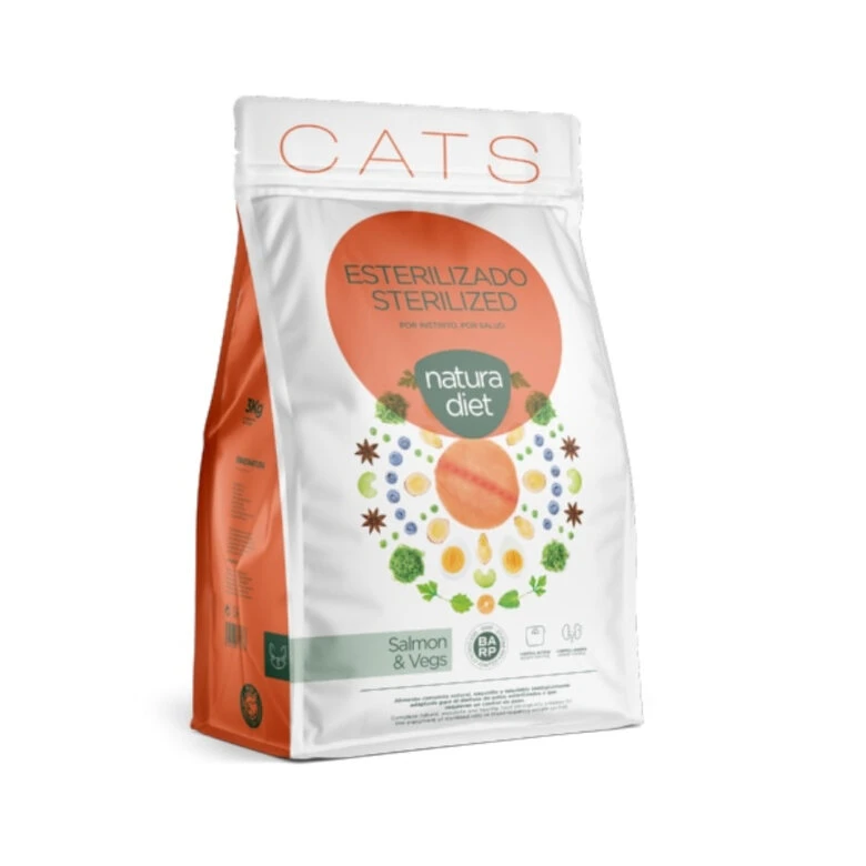 Natura Diet Sterilized Salmón Y Vegetales Pienso Para Gatos 2 Natura Diet Sterilized Salmón Y Vegetales Pienso Para Gatos - Imagen 2