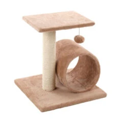 TK-Pet Toulouse Rascador Con Túnel Beige Para Gatos